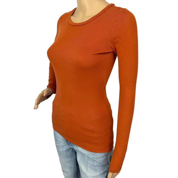 2/$30 J. Crew Slim Perfect Long Sleeve T-Shirt Deep Ember Orange Size XXS - Picture 5 of 14